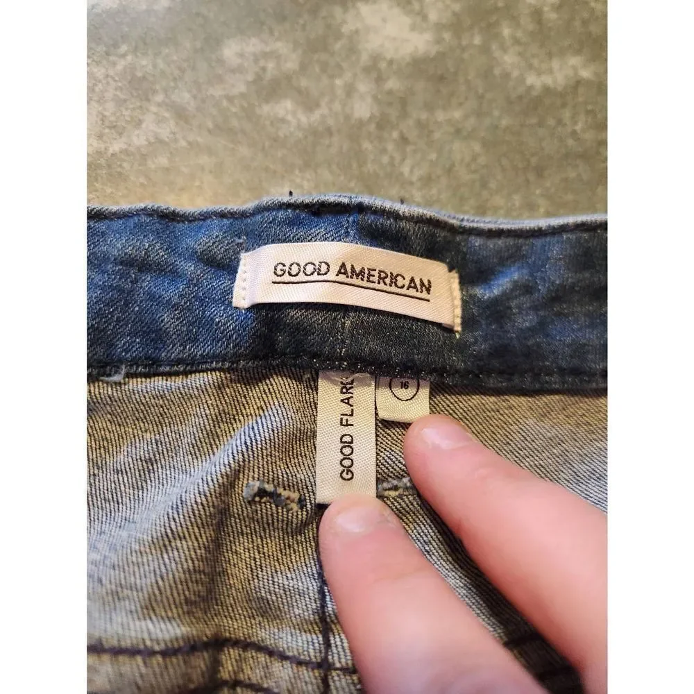 Good American hand painted moon good Flare Jeans sz 16